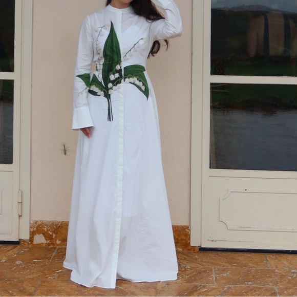 Oscar De La Renta Lily of the Valley Cotton Poplin Maxi Dress - Picture 5 of 5